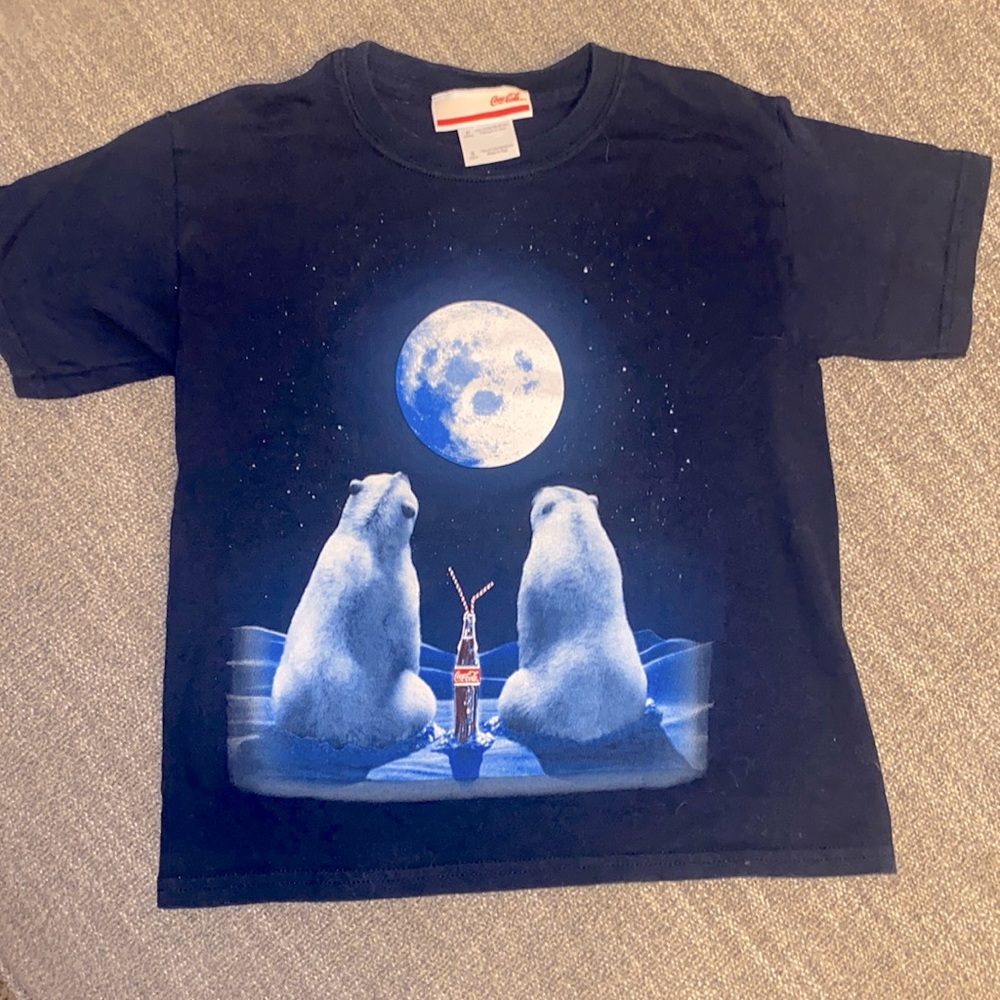 Kids’ Small (6/6x) sizes CocaCola Polar Bears Navy blue tshirt